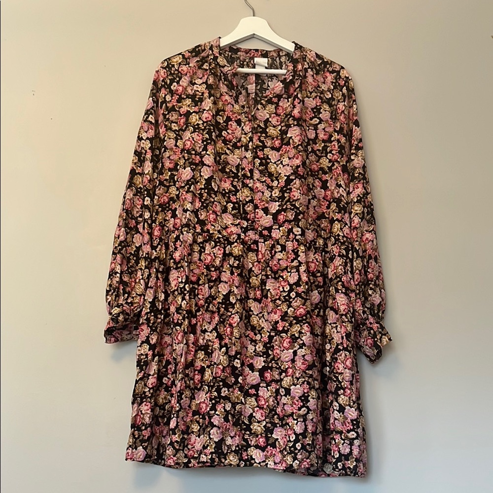 H&M Pink and Orange Bishop Sleeve Sundress